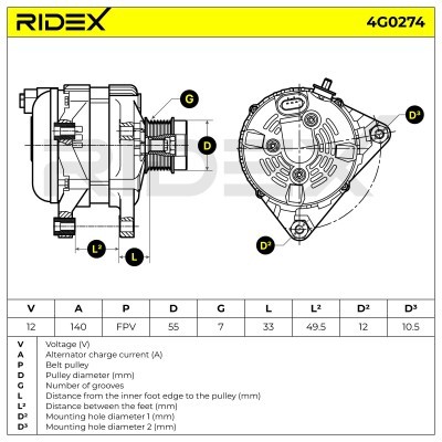Alternator RIDEX 4G0274 4G0274 - foto 6