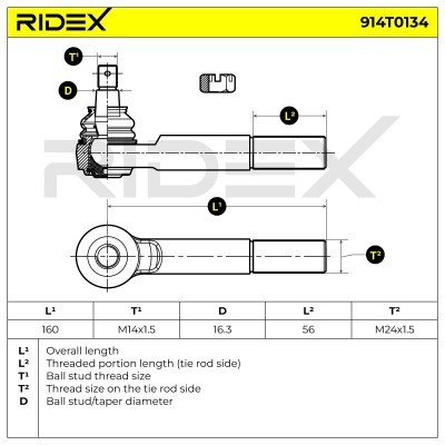 Końcówka drążka kierowniczego RIDEX 914T0134 914T0134 - foto 6