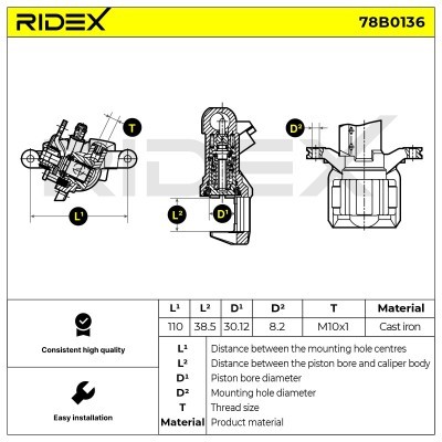 Zacisk Hamulcowy RIDEX 78B0136 78B0136 - foto 3