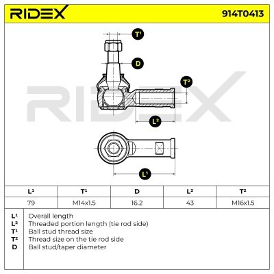 Końcówka drążka kierowniczego RIDEX 914T0413 914T0413 - foto 5