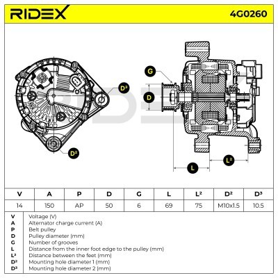 Alternator RIDEX 4G0260 4G0260 - foto 6