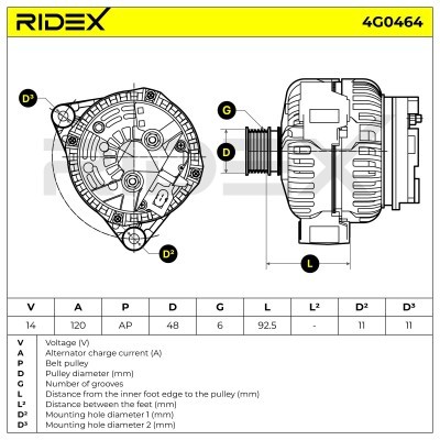 Alternator RIDEX 4G0464 4G0464 - foto 7