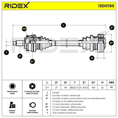 Półoś Napędowa RIDEX 13D0193 13D0193 - foto 4