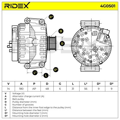 Alternator RIDEX 4G0501 4G0501 - foto 7