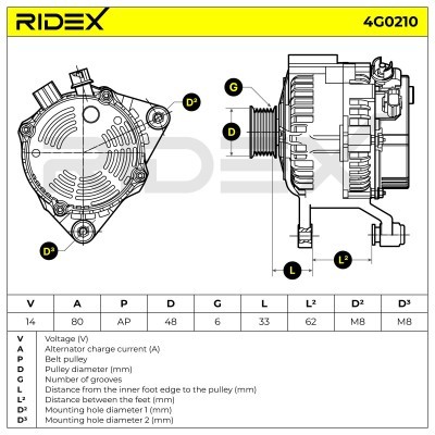 Alternator RIDEX 4G0210 4G0210 - foto 6