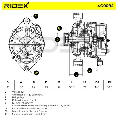 Alternator RIDEX 4G0085 4G0085 - foto 6