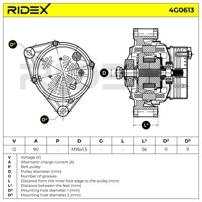 Alternator RIDEX 4G0613 4G0613 - foto 8