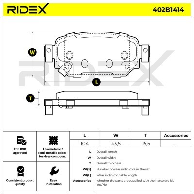 Klocki hamulcowe RIDEX 402B1414 402B1414 - foto 7