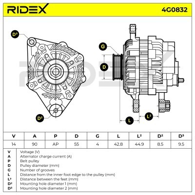 Alternator RIDEX 4G0832 4G0832 - foto 5