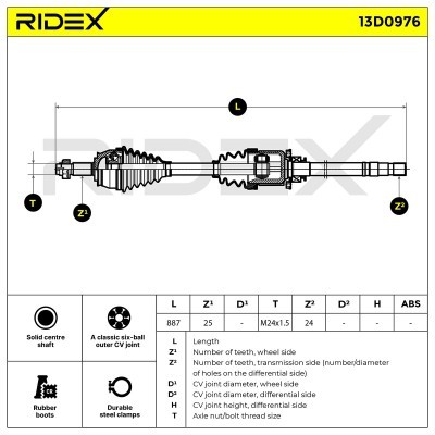 Półoś Napędowa RIDEX 13D0976 13D0976 - foto 14