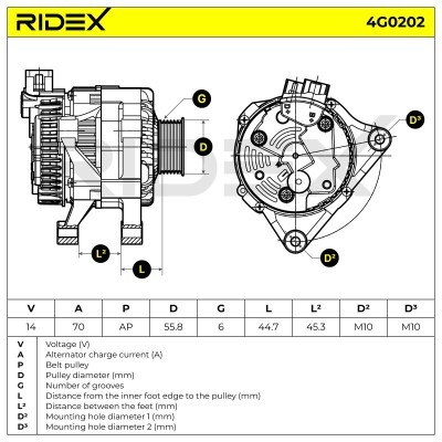 Alternator RIDEX 4G0202 4G0202 - foto 6