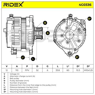 Alternator RIDEX 4G0336 4G0336 - foto 7