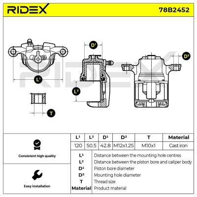 Zacisk Hamulcowy RIDEX 78B2452 78B2452 - foto 3