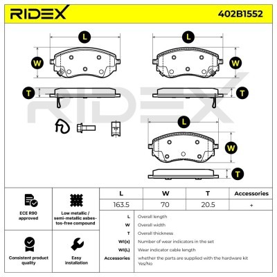 Klocki hamulcowe RIDEX 402B1552 402B1552 - foto 6