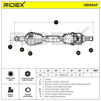 Półoś Napędowa RIDEX 13D0547 13D0547 - foto 8