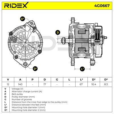 Alternator RIDEX 4G0667 4G0667 - foto 7