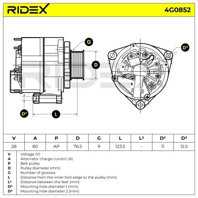 Alternator RIDEX 4G0852 4G0852 - foto 5