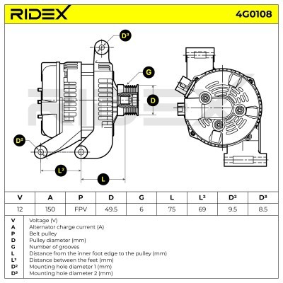 Alternator RIDEX 4G0108 4G0108 - foto 6