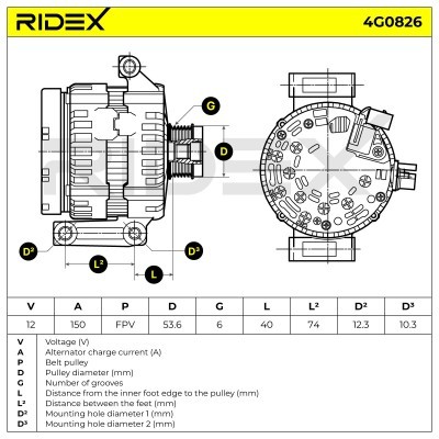 Alternator RIDEX 4G0826 4G0826 - foto 5