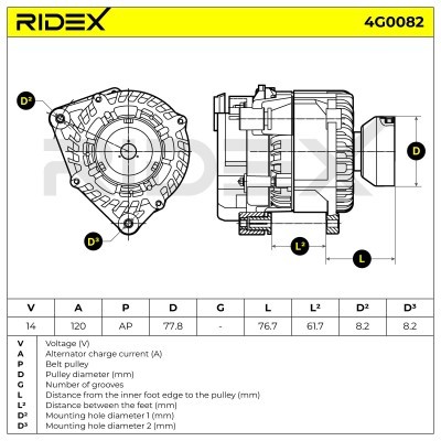 Alternator RIDEX 4G0082 4G0082 - foto 7