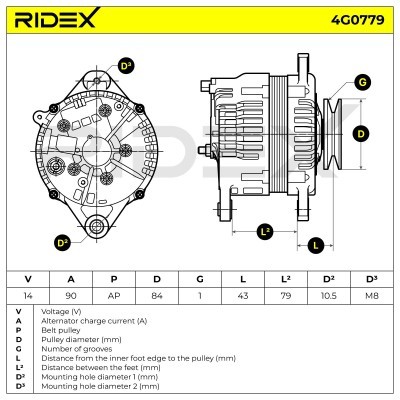 Alternator RIDEX 4G0779 4G0779 - foto 5