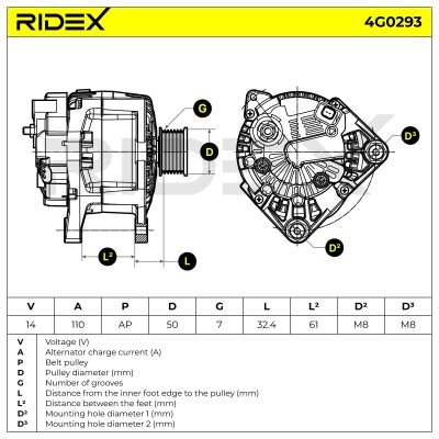 Alternator RIDEX 4G0293 4G0293 - foto 7