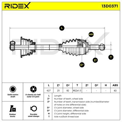 Półoś Napędowa RIDEX 13D0371 13D0371 - foto 5