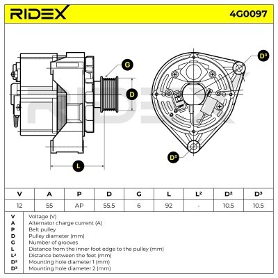 Alternator RIDEX 4G0097 4G0097 - foto 7