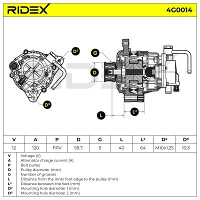 Alternator RIDEX 4G0014 4G0014 - foto 8