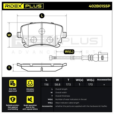 Klocki hamulcowe RIDEX 402B0155P 402B0155P - foto 7