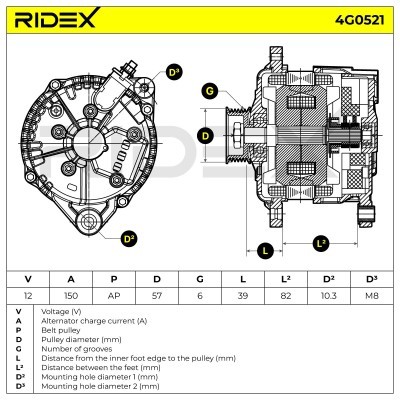 Alternator RIDEX 4G0521 4G0521 - foto 7
