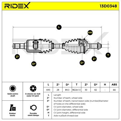 Półoś Napędowa RIDEX 13D0348 13D0348 - foto 6