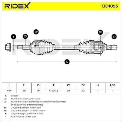 Półoś Napędowa RIDEX 13D1095 13D1095 - foto 7