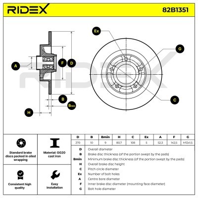 Tarcza hamulcowa RIDEX 82B1351 82B1351 - foto 6