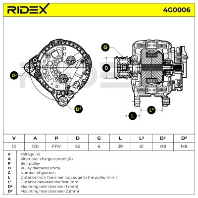 Alternator RIDEX 4G0006 4G0006 - foto 6