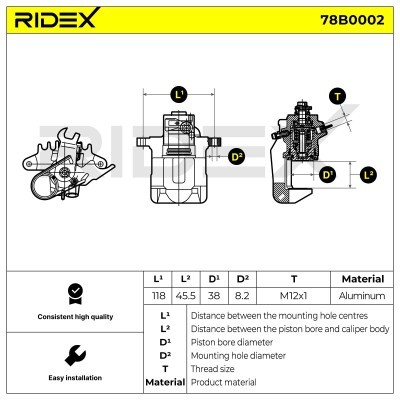 Zacisk Hamulcowy RIDEX 78B0002 78B0002 - foto 2
