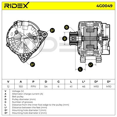 Alternator RIDEX 4G0049 4G0049 - foto 5
