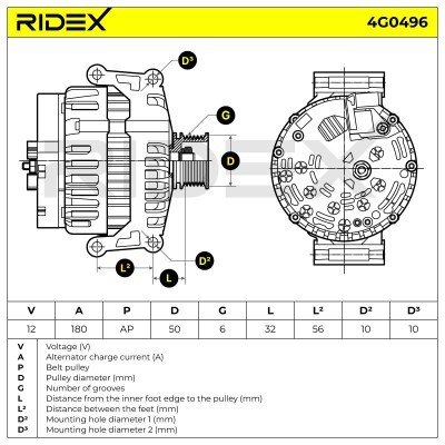 Alternator RIDEX 4G0496 4G0496 - foto 8