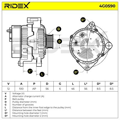 Alternator RIDEX 4G0590 4G0590 - foto 5