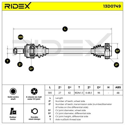 Półoś Napędowa RIDEX 13D0749 13D0749 - foto 7