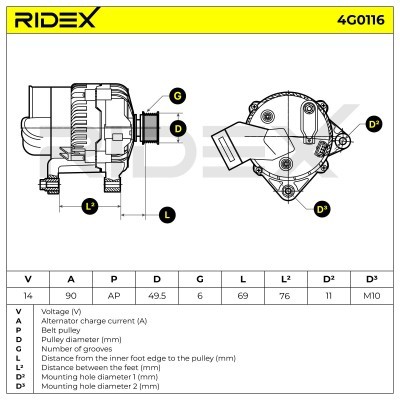 Alternator RIDEX 4G0116 4G0116 - foto 6