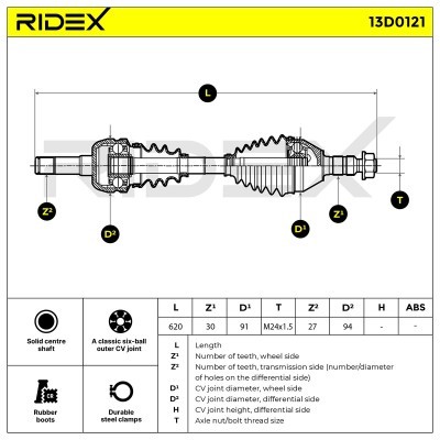 Półoś Napędowa RIDEX 13D0121 13D0121 - foto 13