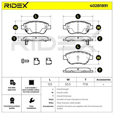 Klocki hamulcowe RIDEX 402B1891 402B1891 - foto 8