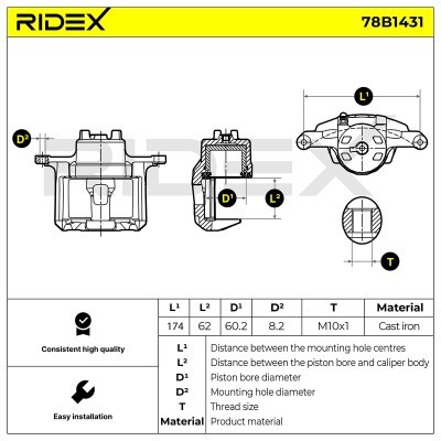 Zacisk Hamulcowy RIDEX 78B1431 78B1431 - foto 6
