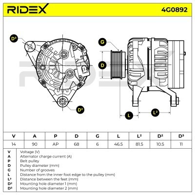 Alternator RIDEX 4G0892 4G0892 - foto 5
