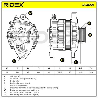 Alternator RIDEX 4G0221 4G0221 - foto 7