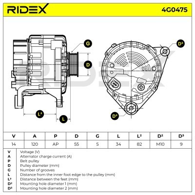 Alternator RIDEX 4G0475 4G0475 - foto 6