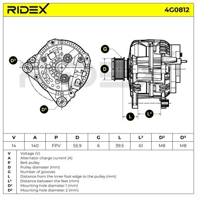 Alternator RIDEX 4G0812 4G0812 - foto 7