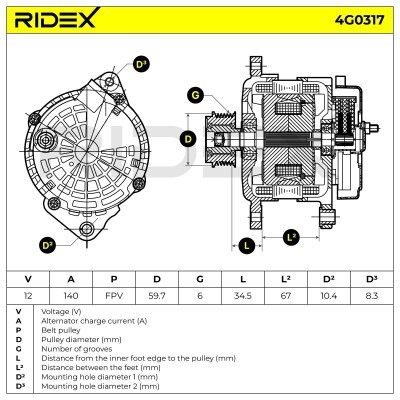 Alternator RIDEX 4G0317 4G0317 - foto 7