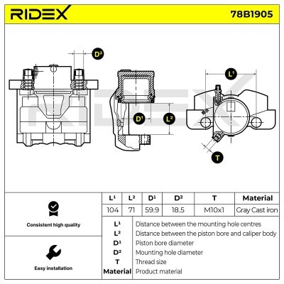 Zacisk Hamulcowy RIDEX 78B1905 78B1905 - foto 3